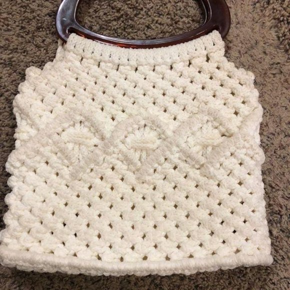Vintage Hand Made Crocheted Purse Cream - Picture 5 of 14